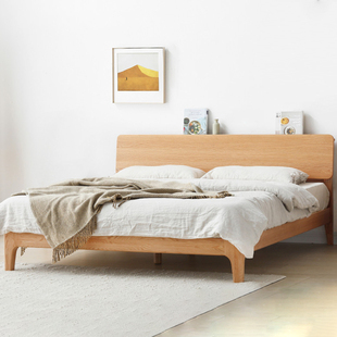 全实木床红橡木单双人床，大卧室北欧风格，现代简约1.8米1米婚床