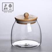 森典玻璃装茶叶罐家用茶罐小号密封罐透明茶叶盒创意个性时尚中式