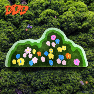 DDD 森系花卉植绒家用苔藓地毯儿童防滑卧室床边毯吸水簇绒地垫绿