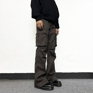 ohenry美拉德棕色多口袋，工装微喇裤子男女美式复古直筒高级感西裤