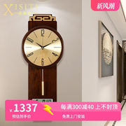 新中式钟表挂钟客厅家用创意中国风静音万年历时尚时钟挂墙石英钟