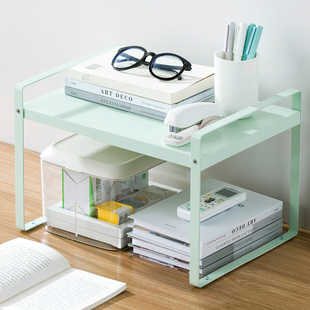 可伸缩简易书架置物架办公室，桌面收纳架桌上多层书桌，整理小架子