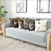 北欧皮草简约沙发靠垫自然花色羊毛腰枕汽车抱枕长条枕头客厅红木