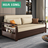 新中式客厅多功能实木沙发床，折叠两用双人布艺沙发床小户型办公室