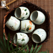 陶迷月白汝窑茶杯家用开片可养陶瓷品茗杯复古主人品茗杯茶盏建盏