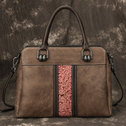 手提包大容量欧美女士包包，真皮复古红斜挎头层牛皮，通用款女包