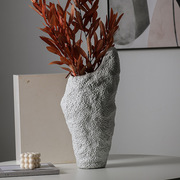 简约现代创意几何纹磨砂陶瓷，花瓶摆件样板间客厅电视柜装饰插花器