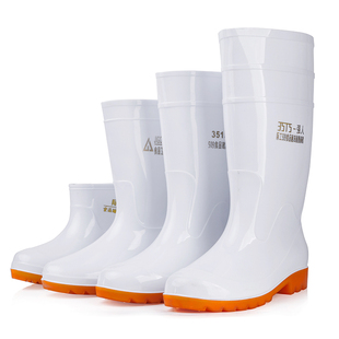 大码白色雨鞋食品厂工作雨靴防滑食品卫生靴防油加绒加棉保暖水鞋