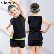 儿童体操服女夏季短袖跑步运动服套装专业啦啦队舞服女童健美操服