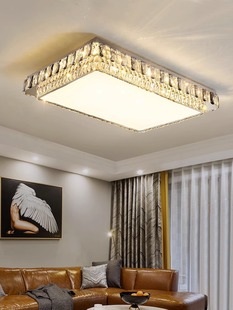 客厅灯LED吸顶灯灯具现代简约大气高档豪华长方形轻奢水晶灯大厅
