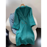 2.8斤绿色西装领高级感毛衣外套冬季长袖大衣时尚休闲洋气K$20