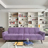 北欧复古紫色意迪森沙发，云朵坐感小户型绒布沙发，中古简约三人沙发