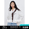 basichouse百家好早春字母，圆领卫衣女士时尚插肩袖套头上衣