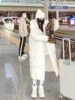 韩版中长款连帽白色羽绒，棉服女2023年冬季宽松加厚棉衣，ins外套潮