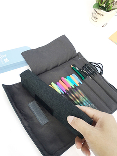 笔袋简约创意卷帘卷笔袋帆布学生用插笔袋男生大容量文具盒初中生