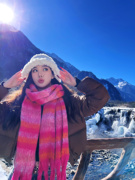 东北哈尔滨马海毛条纹围巾女冬高级感长白山旅游围脖雪地拍照穿搭