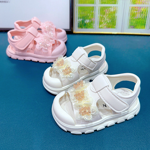夏季包头凉鞋2024年女童软底学步鞋小童婴儿宝宝百搭沙滩鞋潮