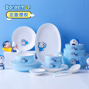 哆啦a梦碗碟套装家用可爱卡通网红日式创意，餐具碗筷陶瓷盘子汤碗