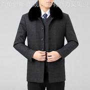 新中款中年男休闲羊绒，大衣羊长款a2-08翻领高档毛领毛士外套
