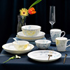 陶瓷骨瓷碗碟餐具套装，家用分餐碗碟盘，水杯专人专用富贵花开