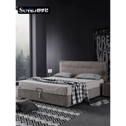 北欧简约现代布艺床1.8米双动储物主卧床小户型布艺床可拆洗