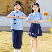 夏季小学生校服套装中国风儿童班服短袖幼儿园园服民国风唐装定制