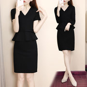 职业连衣裙女夏季气质高端套装2024黑色高级感工装工作服裙子