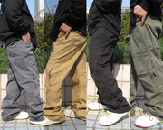 春季男士大码多口袋，宽松休闲裤工装裤，长裤子嘻哈街舞长裤4色