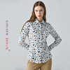 CotonDoux 法国品牌夏装女士长袖花衬衫法式薄款印花时尚衬衣