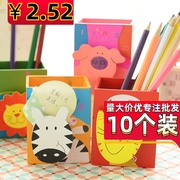 韩国文具发批 可爱卡通动物收纳盒 创意多功能木质笔筒 桌面笔桶