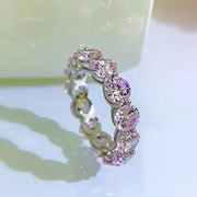珠宝 2023S925银戒指锆石5mm满钻欧美时尚戒指环女