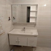实木浴室柜组合原木色橡木，吊柜陶瓷面盆，挂墙式洗漱台卫浴镜柜收纳