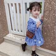 女童裙子格子小野菊连衣裙，公主裙23秋装童装代发3-8岁