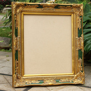 鹿艺画框实木角花框油画框暗绿色金色复古画框宽度11.5厚度5
