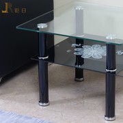 钜日 双层时尚玻璃不锈钢茶几脚 圆形简约铝管餐台脚桌腿家具配件