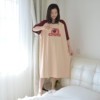 200斤加肥加大码草莓熊睡裙(熊，睡裙)女胖mm夏季短袖长款针织全棉卡通睡衣