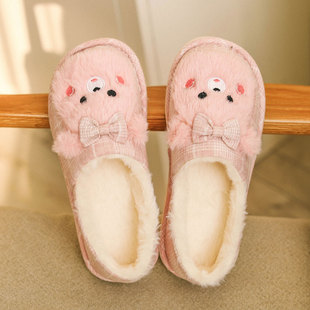 冬季加绒棉拖鞋女包跟厚底防滑室内居家孕妇月子鞋家用冬天保暖鞋