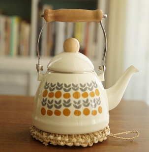 老麦自制日式复古小清新小橘子围炉煮茶搪瓷烧水壶茶壶凉水壶