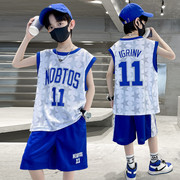 男童篮球服网眼速干套装，无袖夏季背心儿童中大童，运动11号宝宝球衣