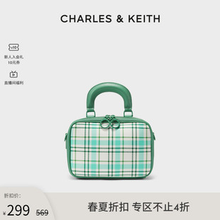 CHARLES&KEITH英伦风CK2-80151237格纹拉链手提斜挎小方包女春夏