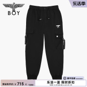 boylondon秋冬男女同款长裤，磨毛设计感老鹰，时尚休闲工装裤n34015