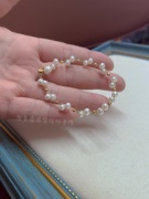 天然淡水珍珠手链编织小颗粒，美国14k包金不掉色原创设计高级感