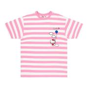 Hypland凯蒂猫HELLO KITTY粉红可爱条纹男女情侣装休闲短袖T恤衫