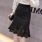 蕾丝半身裙女2023韩版设计感高级感短裙黑色半裙包臀裙鱼尾裙