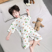 男童冰丝睡衣夏季男孩宝宝薄款短袖空调服小童儿童面膜家居服套装