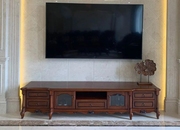 HC613美式纯实木电视柜欧式电视柜2.4米1.8米简欧简美桃花芯木