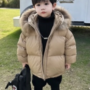 2022冬季儿童男童保暖韩版外套连帽真大毛领羽绒服