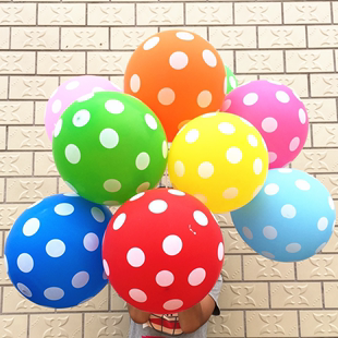 大号12寸加厚圆点气球生日婚庆装饰糖果色波点圆形气球100个