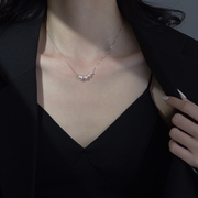 925纯银项链女珍珠，颈链轻奢小众，设计高级感锁骨链2024