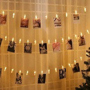 照片墙水晶发光夹子闪灯串浪漫惊喜生日装饰相片夹，电池款挂墙布置
